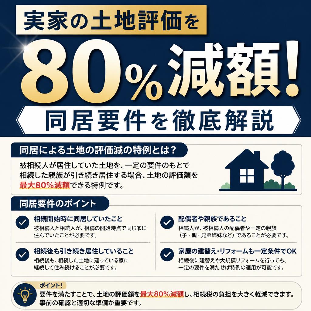 実家の土地評価を80%減額！同居要件を徹底解説